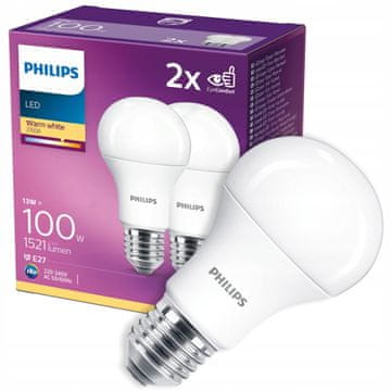 shumee 2x LED žarnica 13W = 100W 1525lm E27 2700K philips