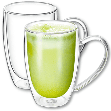 shumee Wilmax dvostenski termični kozarci z ročajem | komplet 2 kozarcev za latte macchiato | komplet 2 kozarcev za latte macchiato | kozarci za kapučino z ročajem | kozarci za kavo