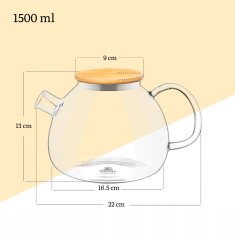 Vrč za čaj in zelišča, termo steklo, Wilmax, 1,5 l