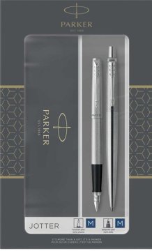 Parker Set jotter duo svinčnik srebrn kemični + nalivno pero