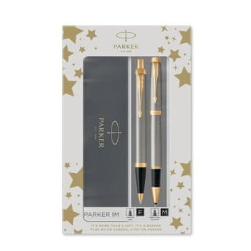 Parker Set pisal kemični svinčnik+roler im duo srebrno/zlat