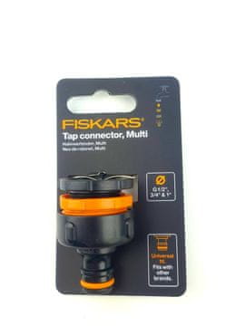 105 Fiskars Przyłącze kranowe Multi wewnętrzne 1/2-3/4-1" 1027051 Podłączanie węża Nakręcane na kran Solidne Uniwersalne