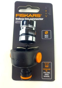 105 Fiskars Przyłącze do kranów wewnętrznych M22 M24 1027062 Kran domowy Podłączanie węża Nawadnianie ogrodu