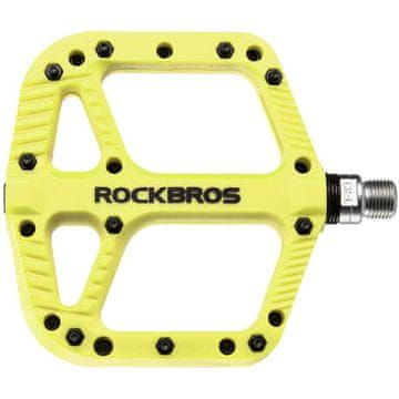 ROCKBROS Pedały rowerowe nylonowe z pinami żółte fluo 2018-12AGN