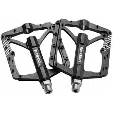 ROCKBROS Pedały rowerowe aluminiowe z pinami czarne 2018-12BBK