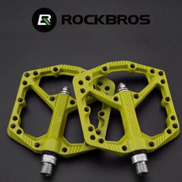 ROCKBROS Pedały rowerowe nylonowe z pinami żółte fluo 2021-12AGN