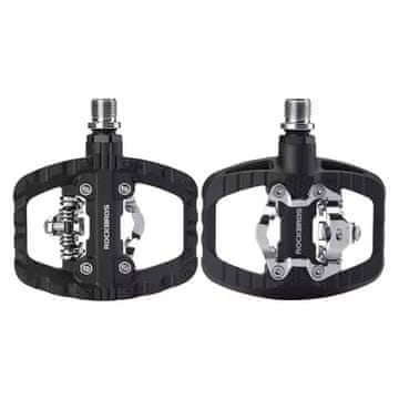 ROCKBROS Pedały rowerowe MTB 2 w 1 zatrzaskowe Platformowe/SPD 370010001 czarne