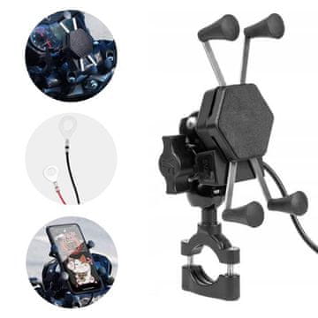 Uchwyt motocyklowy na telefon USB ROXAR