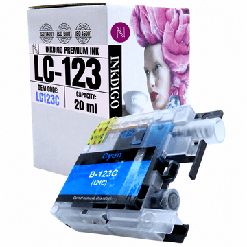 Inkdigo tusz LC123XLC kompatybilny z Brother DCP-J132W MFC-J245 DCP-J4110DW Certyfikat TÜV
