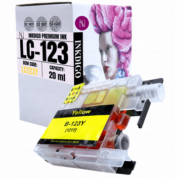 Inkdigo tusz LC123XLY kompatybilny z Brother DCP-J132W MFC-J245 DCP-J4110DW Certyfikat TÜV