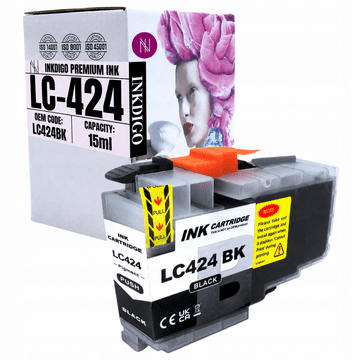 Inkdigo tusz LC424BK kompatybilny z Brother DCP-J1200DW DCP-J1200W Certyfikat TÜV