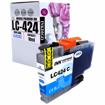 Inkdigo tusz LC424C kompatybilny z Brother DCP-J1200DW DCP-J1200W Certyfikat TÜV