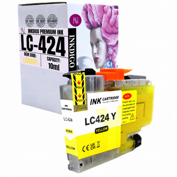Inkdigo tusz LC424Y kompatybilny z Brother DCP-J1200DW DCP-J1200W Certyfikat TÜV