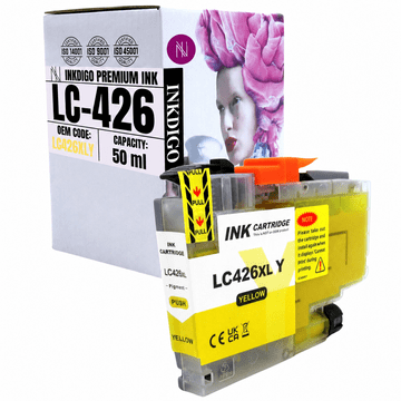 Inkdigo tusz LC426XLY kompatybilny z Brother MFC-J4335DW MFC-J4535DW Certyfikat TÜV