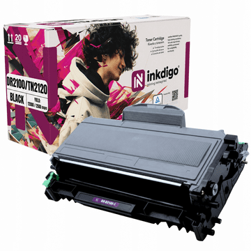 Inkdigo bęben+toner DR2100 TN2120 kompatybilny z Brother DCP-7030 HL-2140 Certyfikat TÜV