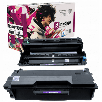 Inkdigo bęben+toner TN3480 DR3400 kompatybilny z Brother DCP-L5500DN Certyfikat TÜV