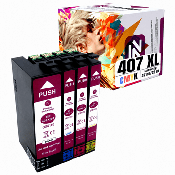 Inkdigo tusz 407XL kompatybilny z Epson WorkForce Pro WF-4745DTWF Certyfikat TÜV