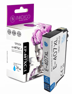 Inkdigo tusz 407XL C kompatybilny z Epson WorkForce Pro WF-4745DTWF Certyfikat TÜV