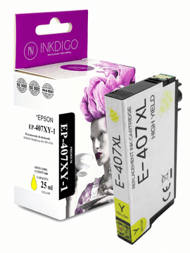 Inkdigo tusz 407XL Y kompatybilny z Epson WorkForce Pro WF-4745DTWF Certyfikat TÜV
