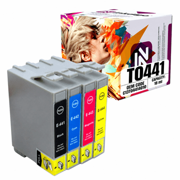 Inkdigo tusz T0441-T0444 kompatybilny z Epson Stylus CX3650 C64 CX6400 C84 Certyfikat TÜV