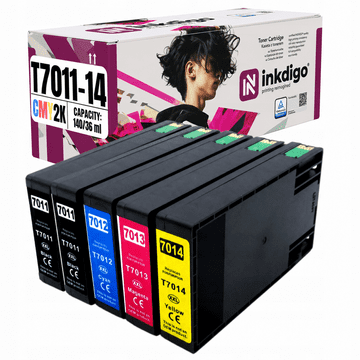 Inkdigo tusz T7011-T7014 kompatybilny z Epson WorkForce Pro WP4015DN WP4530 Certyfikat TÜV