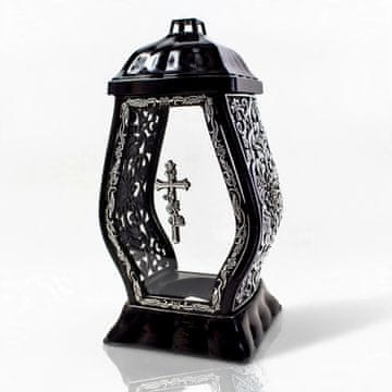 Znicz Kapliczka Nagrobna ze srebrnym Krzyżem i zdobieniami Elegancki Lampion Pamięci