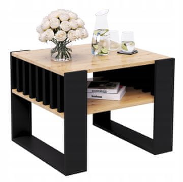 Stolik kawowy z lamelami 55x55 ARTISAN/CZARNY LOFT