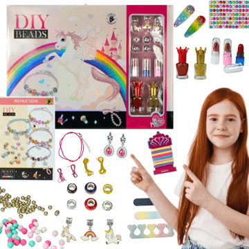 ŠUP ZESTAW DO ROBIENIA BIŻUTERII BRANSOLETEK DIY KORALIKI CHARMS MAKEUP LAKIERY