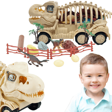 ZESTAW SZKIELET DINOZAURA TRANSPORTER FIGURKI DINOZAURÓW SKAŁY JAJA ZAGRODA