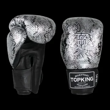 Top King Rękawice Bokserskie Muay Thai Super Star Snake CZARNY/SREBRNY 14OZ