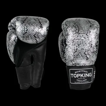 Top King Rękawice Bokserskie Muay Thai Super Star Snake Air 10OZ CZARNY/SREBRNY