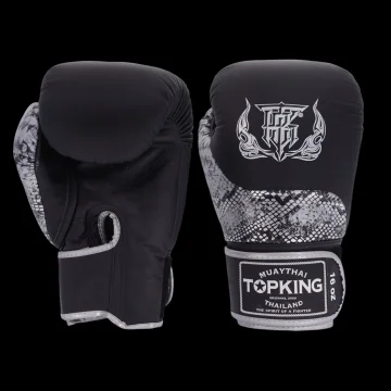 Top King Rękawice Bokserskie Muay Thai Power Snake CZARNY/SREBRNY 16OZ