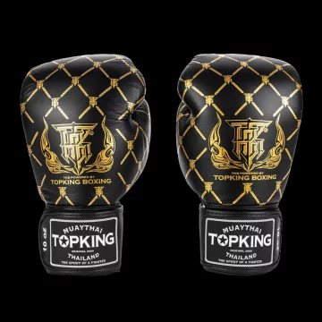 Top King Rękawice Bokserskie Muay Thai Chain 14OZ CZARNY/ZŁOTY