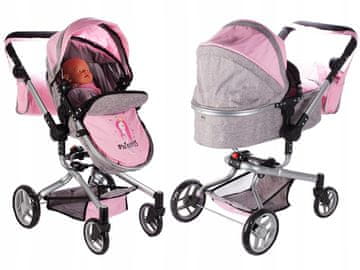 WÓZEK dla Lalek 2w1 Głęboki SPACERÓWKA GONDOLA Składany Princess + TORBA
