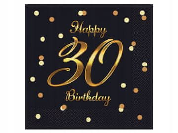 GoDan SERWETKI Papierowe na 30 Urodziny HAPPY BIRTHDAY 20 sztuk 33x33 cm
