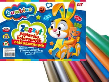 BAMBINO Zeszyt Papierów kolorowych NABŁYSZCZANYCH A4 WYCINANKA