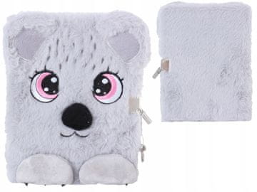 WŁOCHATY Pamiętnik 3D z Kłódką Włochacz KOALA 96 Kartek pluszowy NOTES A5