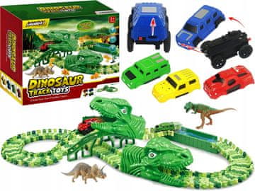 DUŻY Elastyczny TOR Wyścigowy Samochodowy DINOZAUR Dino Autka 120 elementów