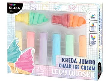 Kidea KIEDA Kolorowa KREDA Chodnikowa JUMBO Lody Włoskie Gruba 8 Elementów