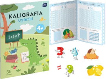 Interdruk Kolorowanka KALIGRAFIA z Zadaniami CYFERKI + NAKLEJKI Nauka PISANIA Cyfry