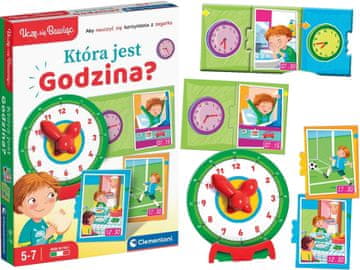 Clementoni KTÓRA JEST GODZINA? Gra Edukacyjna ZEGAR Uczę się Bawiąc 5-7 lat