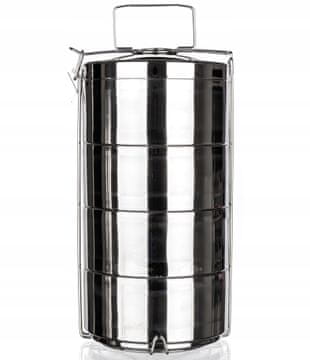 Banquet Termos obiadowy Akcent 4,4 l srebrny 4 cz. menażka pod. stal. nier