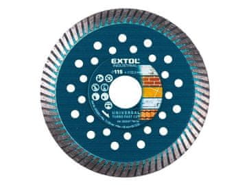Extol Industrial Diamantna rezalna plošča Fast Cut turbo, 115 x 22,2 mm, suho in mokro rezanje, 8703051