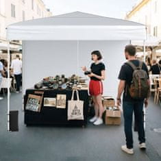 Northix 10x10 šotor s strehico, 4 stranske stene, torba na kolesih, bela