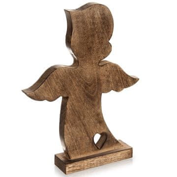 Northix Lesena figurica božičnega angela, mangov les, 38,5 cm