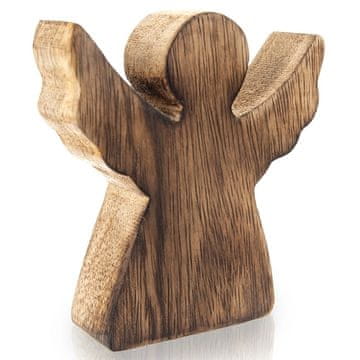 Northix Lesena figurica božičnega angela, mangov les, 10 cm