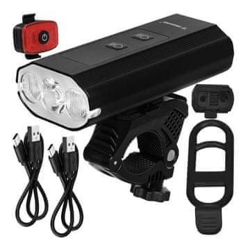 Northix Komplet LED kolesarskih luči s 1300 lm, USB-C, vodoodporna IP65