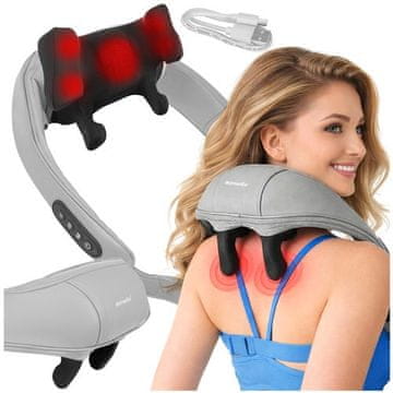 Northix Brezžični masažer za vrat Shiatsu z LED ogrevanjem