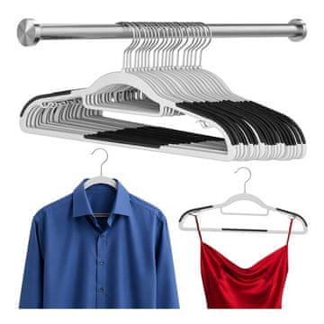 Northix Nedrseči obešalniki za oblačila, paket 20 kosov, ozki sivi, 42 cm