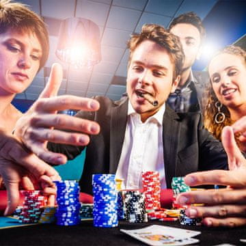 Northix Komplet poker žetonov, 300 žetonov, Texas Hold'em, aluminijasto ohišje